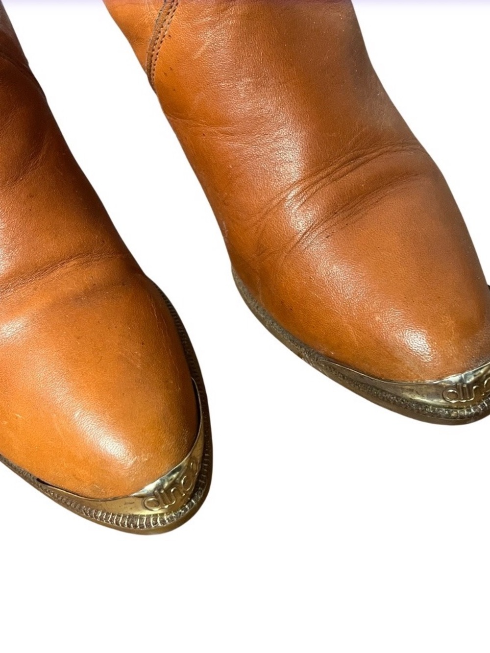 DINGO Tan Leather Eagle Stitch Tall Western Boots Womens Size 10 VINTAGE - Picture 4 of 9